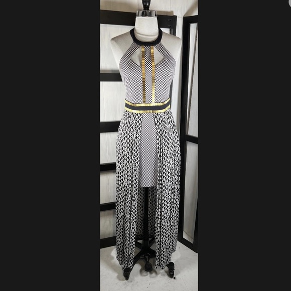 SASS & BIDE RUNWAY WOMEN'S BLUE INVINCIBLE EMBELLISHED PIQUÉ CREPE MAXI DRESS - Picture 3 of 17